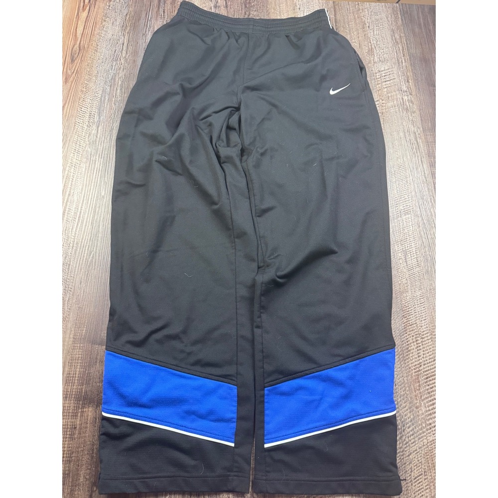 Nike Team Vintage Track Pants Mens Large Black Blue White Ankle Zip Athletic